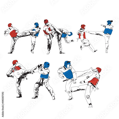 The battle between 2 taekwondo athletes is exciting