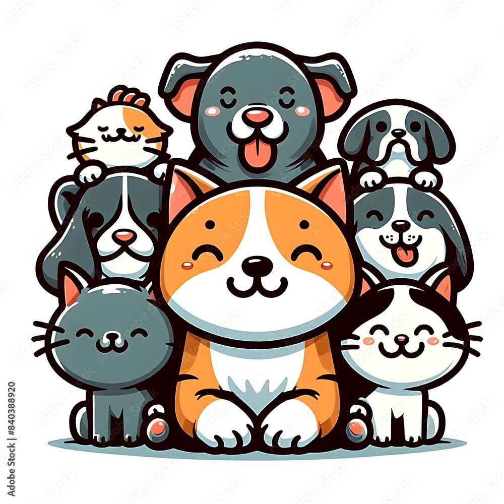 Naklejka premium A group of cartoon animals eyecatching optimized engaging vector optimized.