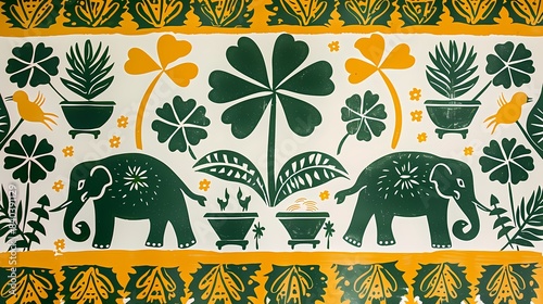 Retro southeast Asian style pattern illustration poster background