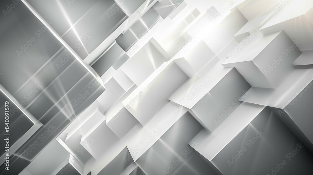 Naklejka premium abstract 3d square white technology communication concept background. Random shifted white cube square boxes block background wallpaper banner with copy space.