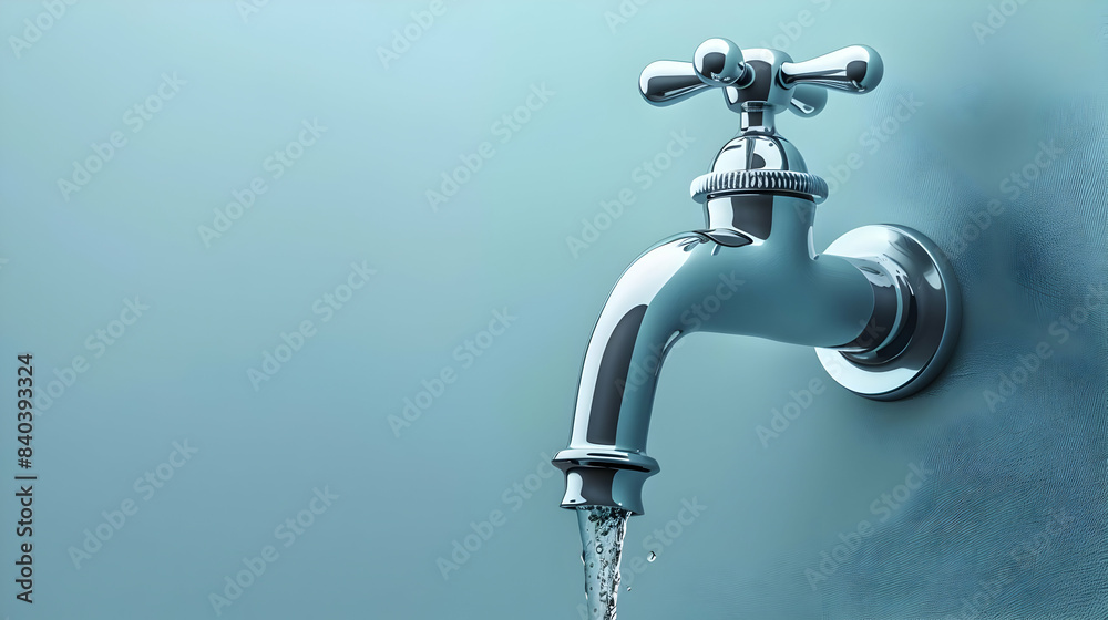 Tap closeup with dreaping waterdrop Water leaking, economy conc Tap closeup with dreaping waterdrop Water leaking, economy conc