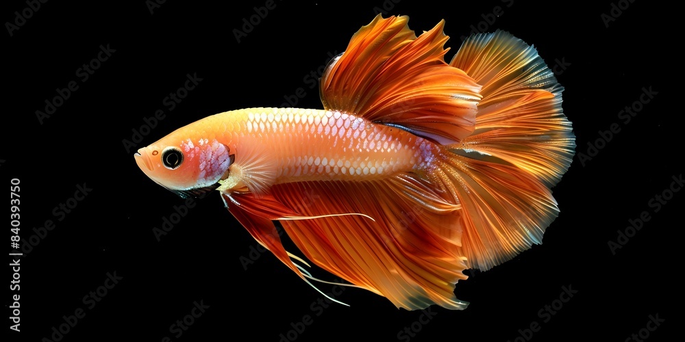 Photograph Stunning Images of Betta Fish or Siamese Fighting Fish Against a Black Background. Concept Betta Fish, Siamese Fighting Fish, Black Background, Underwater Photography Photograph Stunning Images of Betta Fish or Siamese Fighting Fish Against a Black Background. Concept Betta Fish, Siamese Fighting Fish, Black Background, Underwater Photography