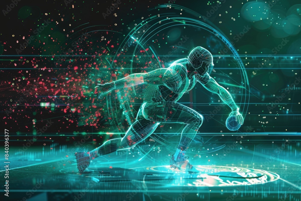 Fototapeta premium Athlete in motion on indoor sports facility