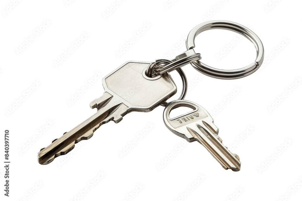 Keys on a Ring Isolated Isolated on White Background