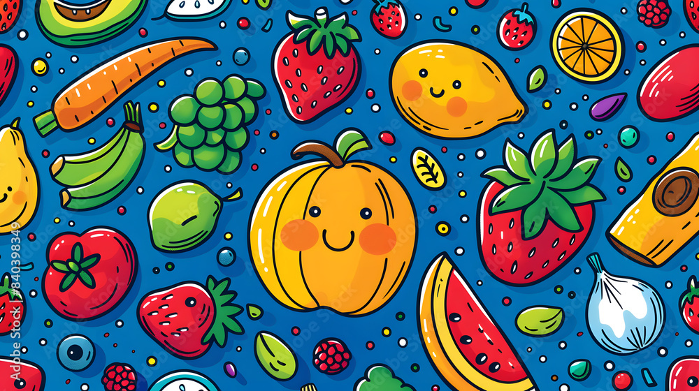 Naklejka premium wallpaper or Frame of different exotic fruits on background, Space for text