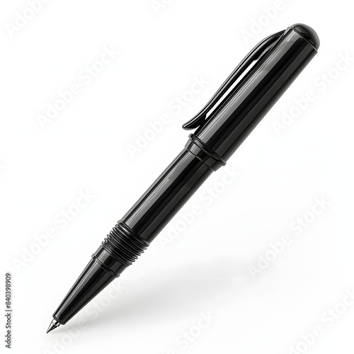 a pen that writes by itself, recording thoughts and spoken words onto paper isolated on white background, hyperrealism, png photo