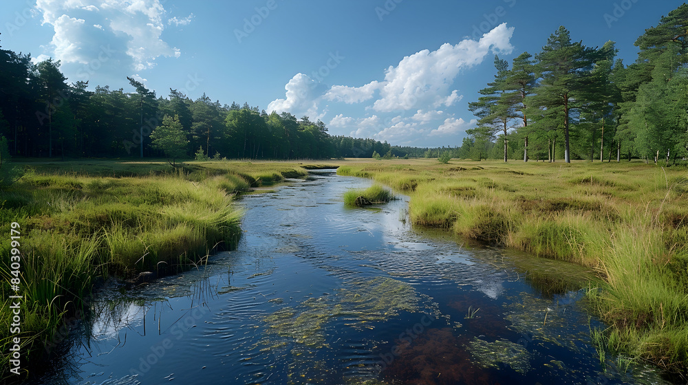 A serene nature alvar scene with a variety of plant species thriving in the shallow soil A serene nature alvar scene with a variety of plant species thriving in the shallow soil