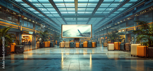Airport Luggage with Banner Copy Space