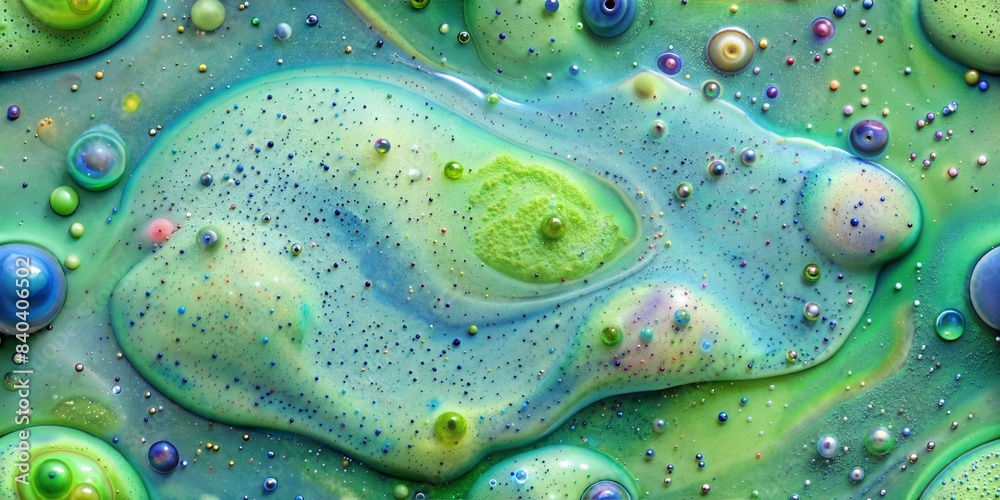 Green slime background texture with glitter and sparkles top down view ...