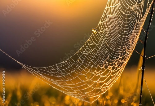 glistening dew drops spiderwebs field close view, nature, water, morning, sunlight, delicate, intricate, fragile, translucent, beauty, outdoor, macro, detail photo