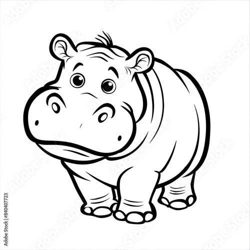Minimalistic Cute Hippo Full Body Line Art Vector SVG    © zahidcreat0r