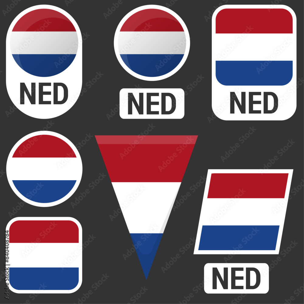 Fototapeta premium Netherlands flags collection. Dutch flags of different shapes. Vector illustration