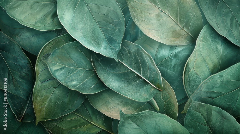 Obraz premium watercolor Green leaves background, close-up nature photography, macro.