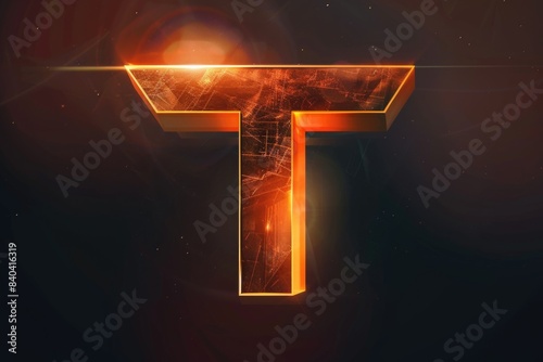 A single letter 't' illuminated by a bright light photo