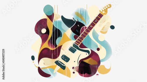 Digital illustration featuring an abstract guitar