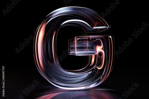 A detailed view of the letter G with a blurred background