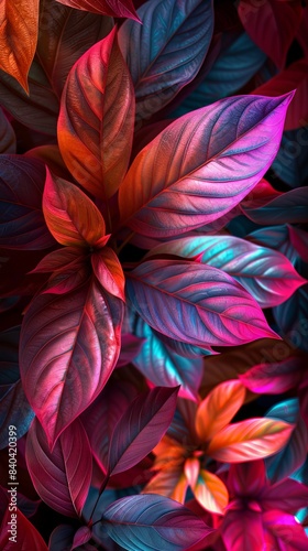 Floral pattern wallpaper with neon effect