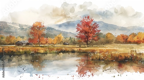 watercolor This is an image of a beautiful fall landscape