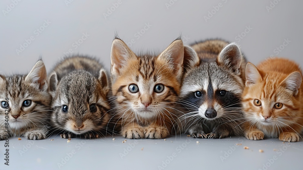 fish turtle chinchilla ferret cat parrot rabbit hamster raccoon and turtle sitting on a white background concept of pet lifestyle friend care and love for animals.illustration
