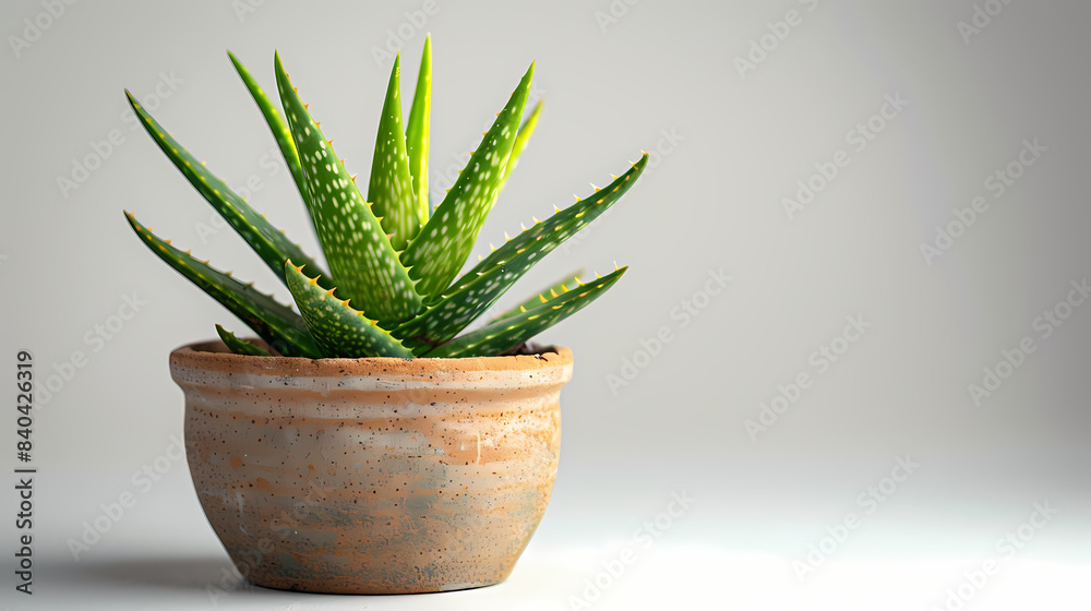 cute mini Aloe plant in a pot,white background cute mini Aloe plant in a pot,white background