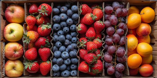 .A box with a variety of fruits and berries.