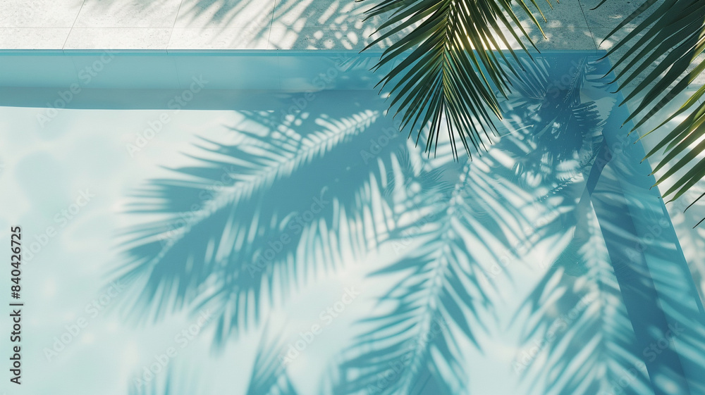 Fototapeta premium the pool with palm tree shadows. - summer vibes.