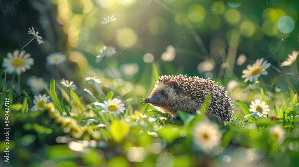 A small hedge surrounded by a beautiful field of flowers A small hedge surrounded by a beautiful field of flowers