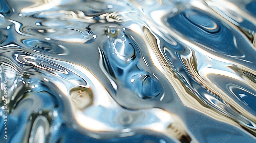 A blue and silver surface with numerous droplets of water on it A blue and silver surface with numerous droplets of water on it