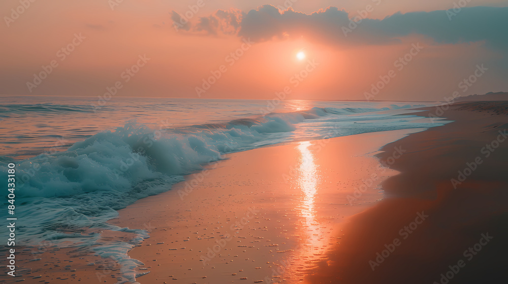 Fototapeta premium beach during the golden hour,Arctic beautiful landscape.Create beautiful, award-winning landscape photos. There is something for everyone. From sweeping mountain vistas to tranquil forest landscapes.