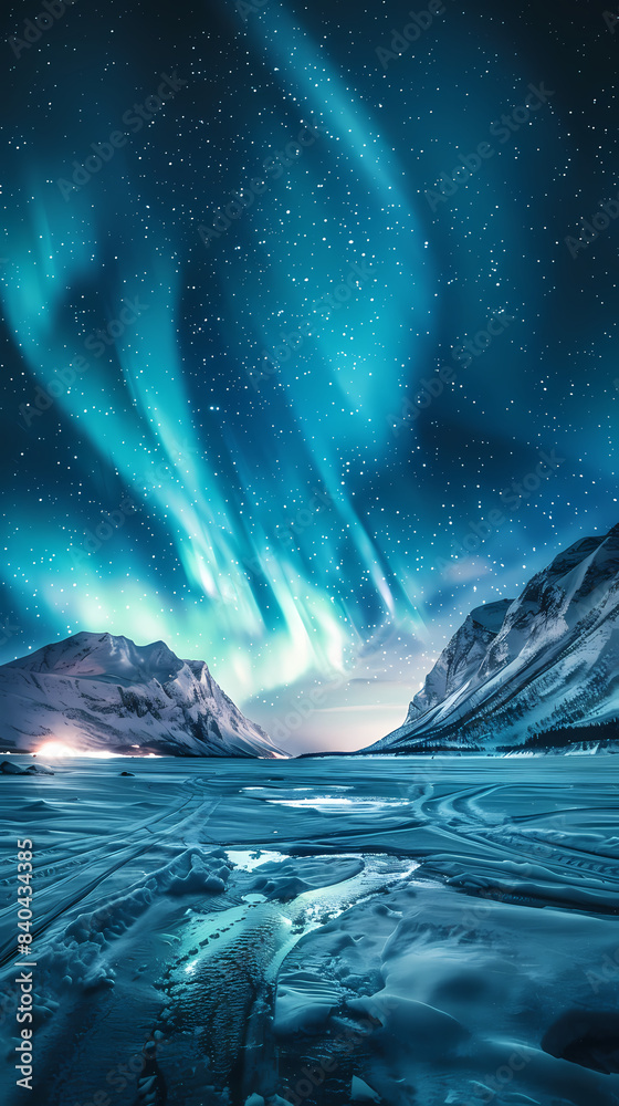 view of the northern lights at night time, seen in Alaska view of the northern lights at night time, seen in Alaska