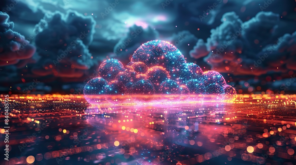 conceptual illustration of cloud computing data networks.stock image