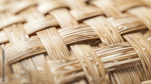 A close-up of a woven wicker texture in a light, natural hue, with the intricate pattern of the fibers creating an organic and tactile wallpaper