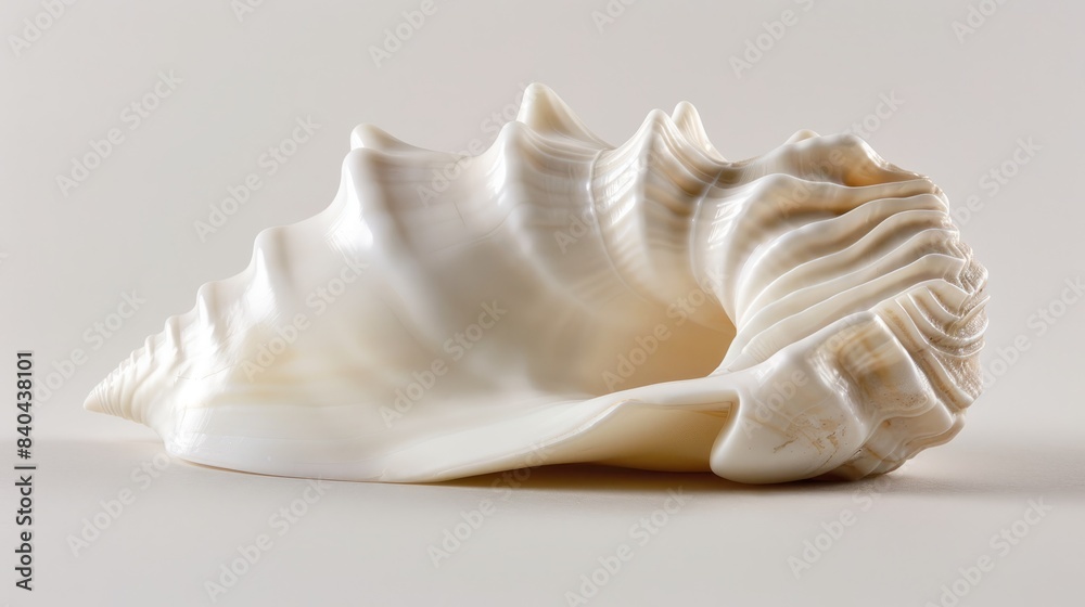 The smooth, matte surface of a seashell in a pale, creamy white color, with gentle ridges and curves adding depth and visual interest to the neutral background The smooth, matte surface of a seashell in a pale, creamy white color, with gentle ridges and curves adding depth and visual interest to the neutral background