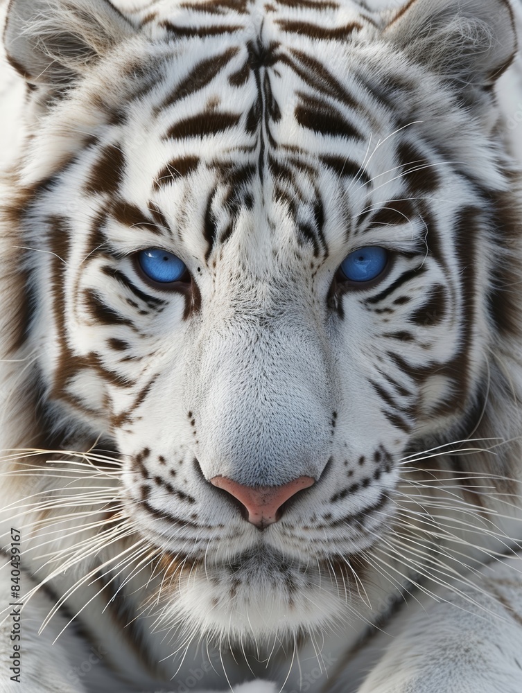 Obraz premium White tiger, closeup, blue eyes