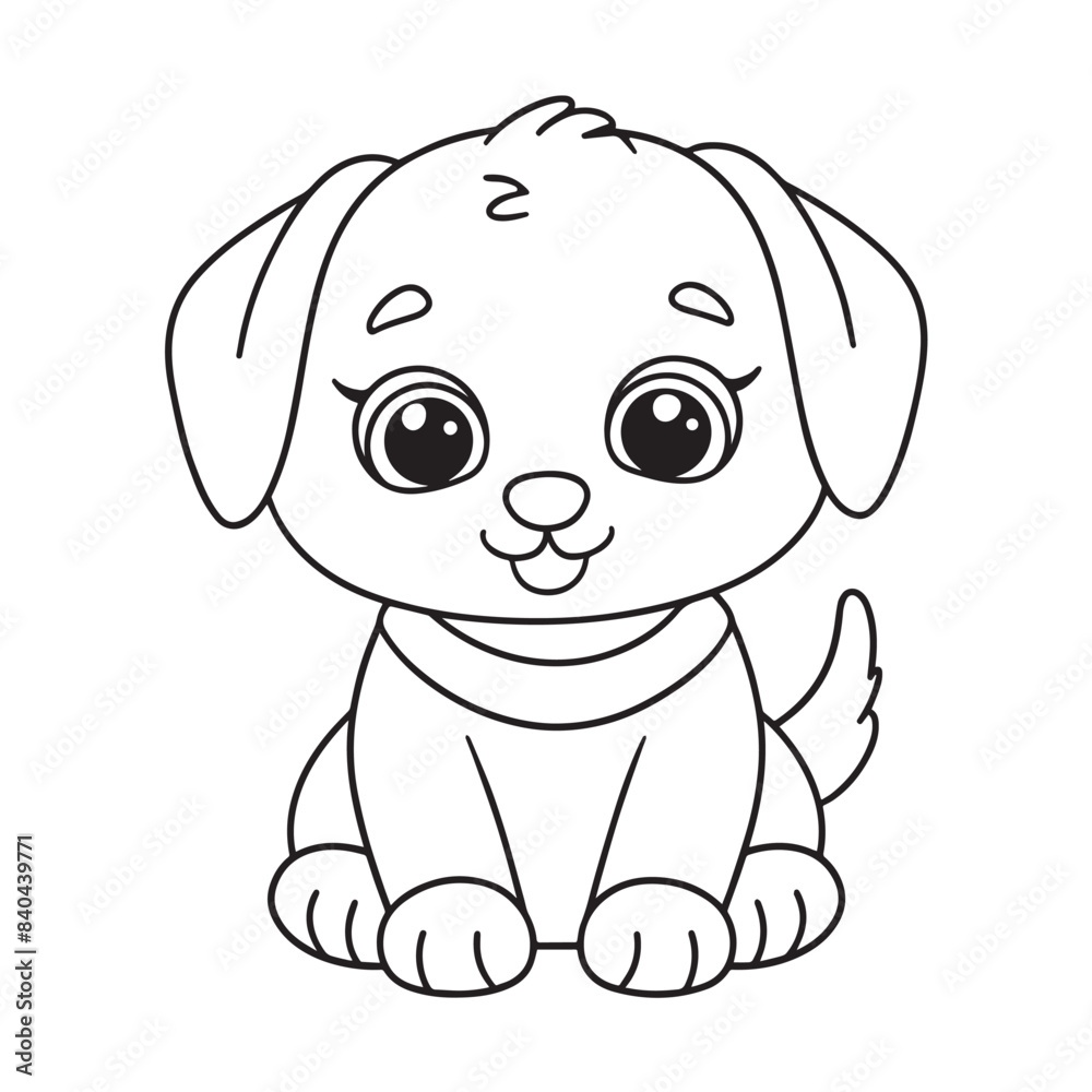 Obraz premium Cute puppy cartoon coloring page illustration vector. For kids coloring book