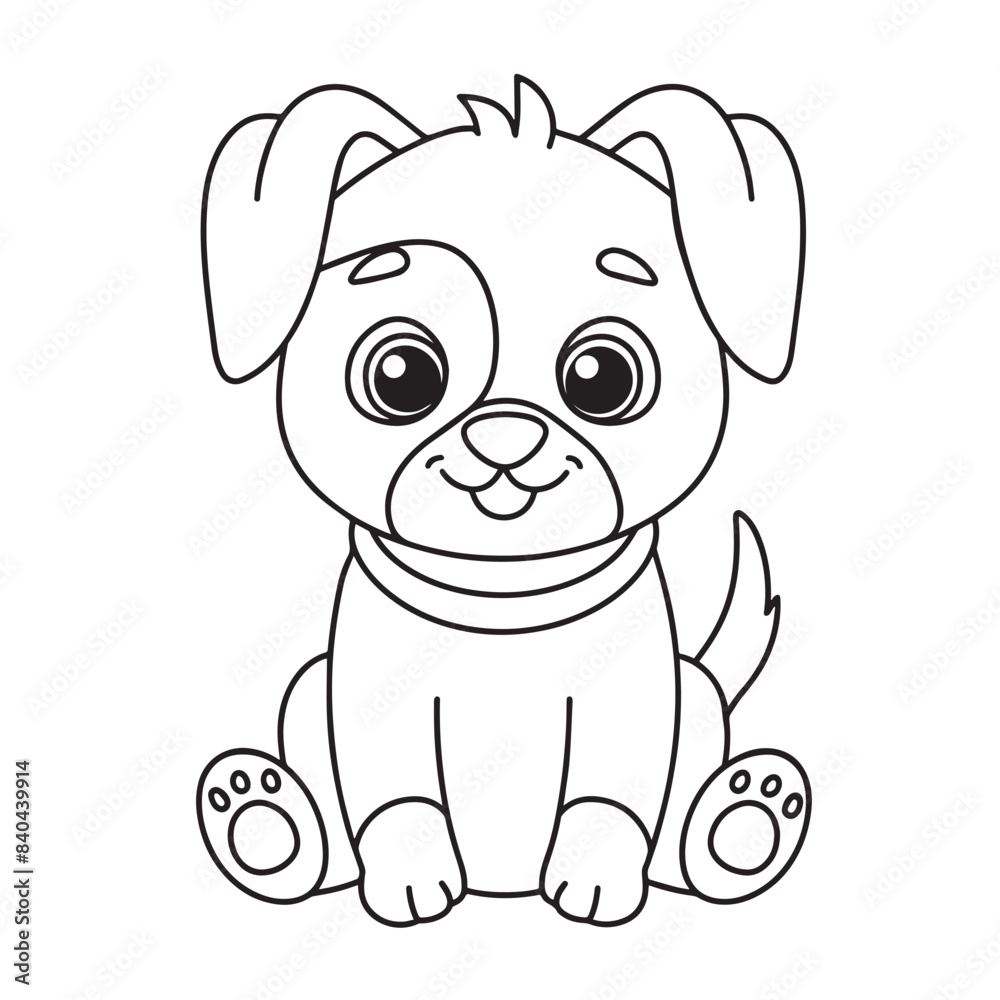 Obraz premium Cute puppy cartoon coloring page illustration vector. For kids coloring book