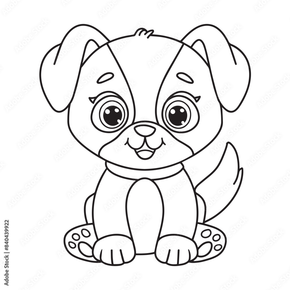 Fototapeta premium Cute puppy cartoon coloring page illustration vector. For kids coloring book