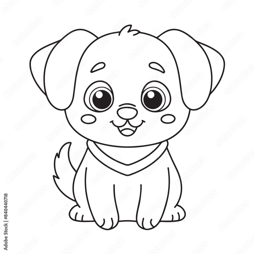 Fototapeta premium Cute puppy cartoon coloring page illustration vector. For kids coloring book