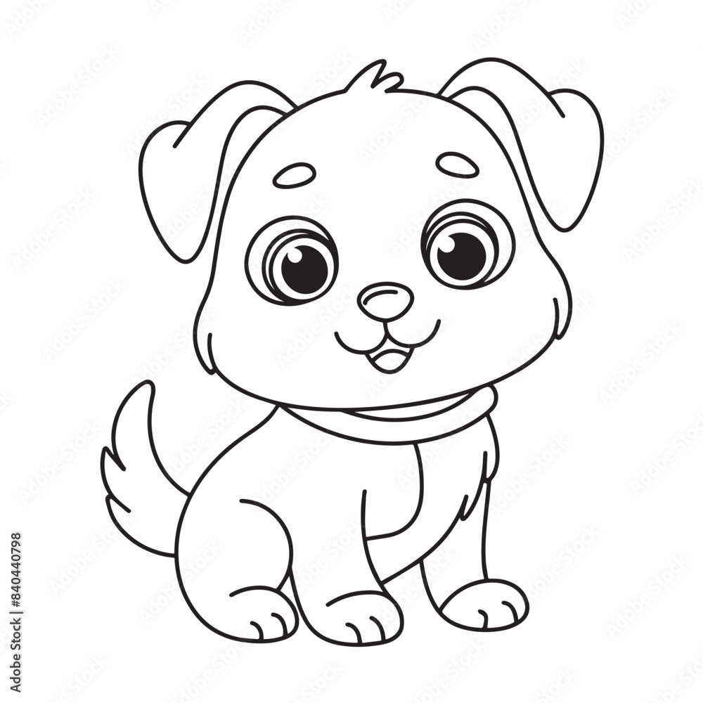 Obraz premium Cute puppy cartoon coloring page illustration vector. For kids coloring book