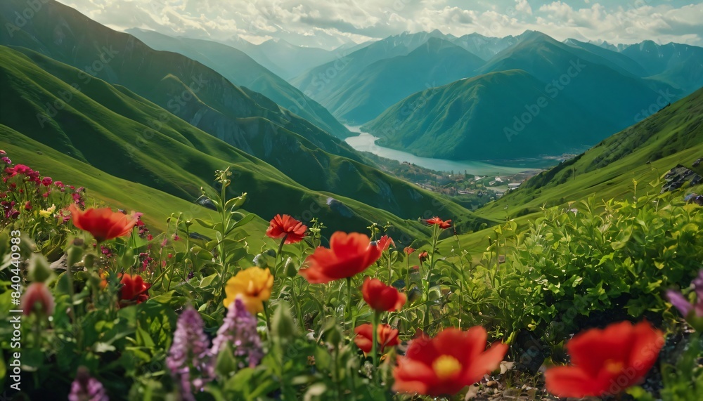 Surreal green landscape, utilizing vibrant hues and sharp focus to highlight the intricate details of the mountains and hills Surreal green landscape, utilizing vibrant hues and sharp focus to highlight the intricate details of the mountains and hills