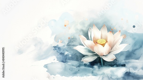 watercolor painting of an elegant lotus flower