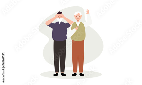 Grandfathers cartoons. Elderly People illustration