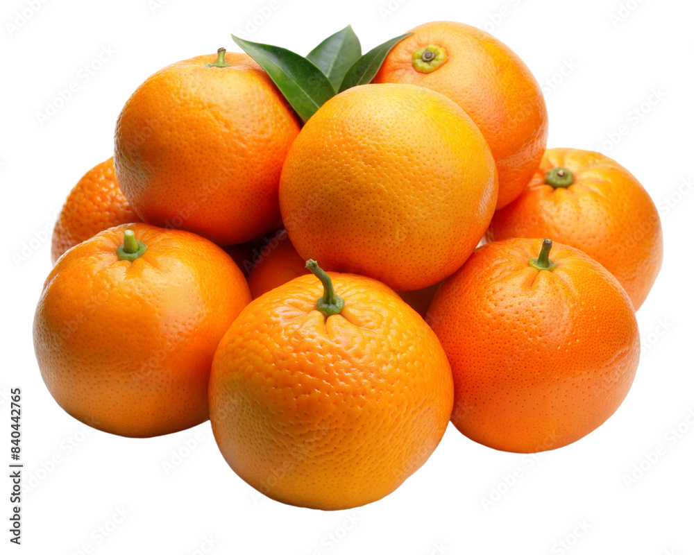 Fresh ripe oranges with green leaves on a transparent background Fresh ripe oranges with green leaves on a transparent background