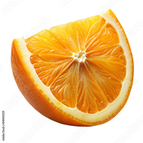 Closeup of a fresh orange slice on transparent background photo