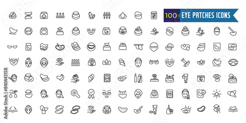 Eye patches icons set outline vector. Beauty eye. Cream mask. Outline icon collection. Editable stroke.