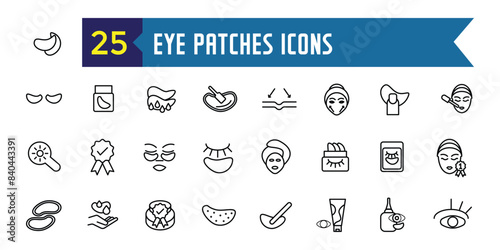Eye patches icons set outline vector. Beauty eye. Cream mask. Outline icon collection. Editable stroke.