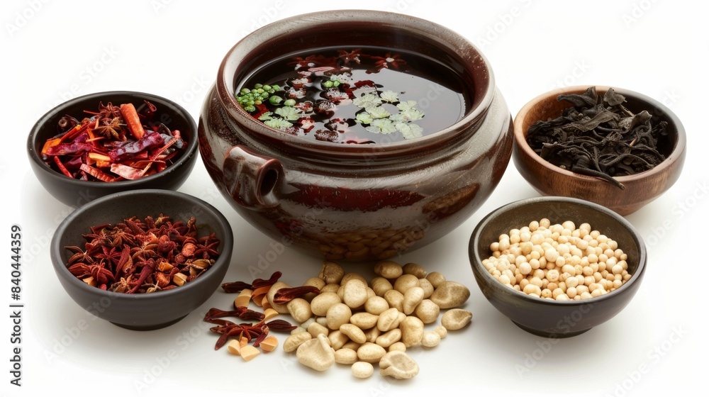 Chinese herbal soups Isolated on white background. cooking ingredients for healthful food concept for designer Chinese herbal soups Isolated on white background. cooking ingredients for healthful food concept for designer