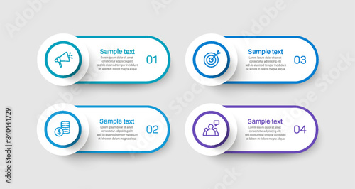 Infographic design template with 4 options, steps or processes. Can be used for workflow layout, diagram, annual report, web design	