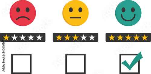 Evaluation, feedback concept. Customer evaluation indicator rating since low to high on blue background for client satisfaction after use product and service.


