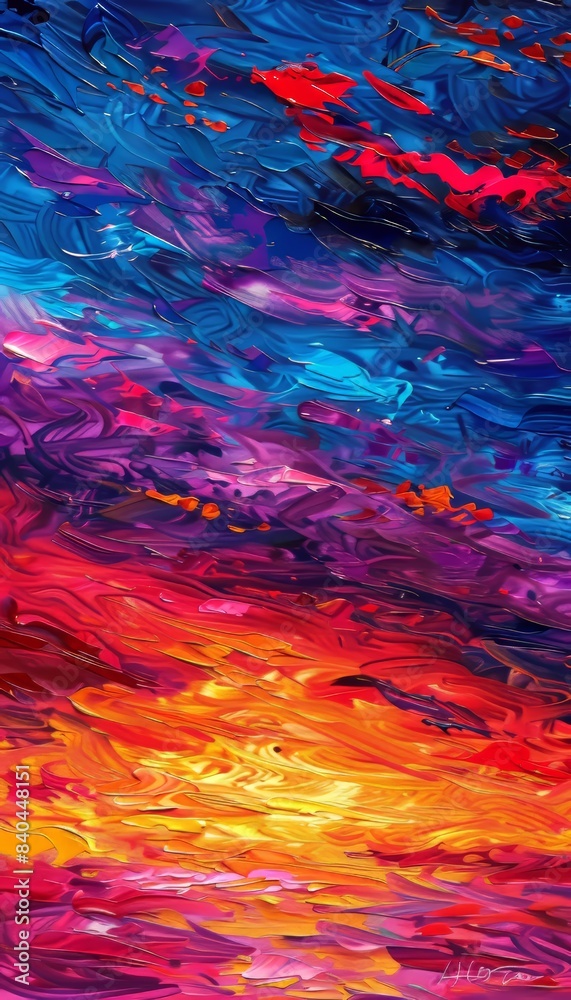 Expressive digital art capturing the emotional essence of a dynamic sunset with bold brushwork Expressive digital art capturing the emotional essence of a dynamic sunset with bold brushwork